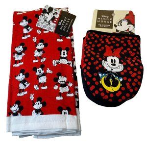 mickey mouse kitchen decor New Oven Mitts & 2 Pc Dish Towels Set New